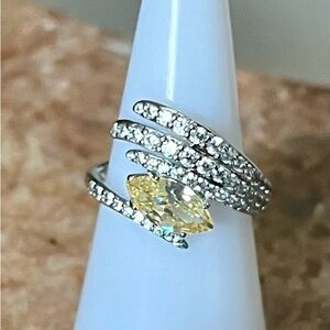 Bomb Party RBP8635 Starlight Drops Lemon CZ on Rhodium Ring